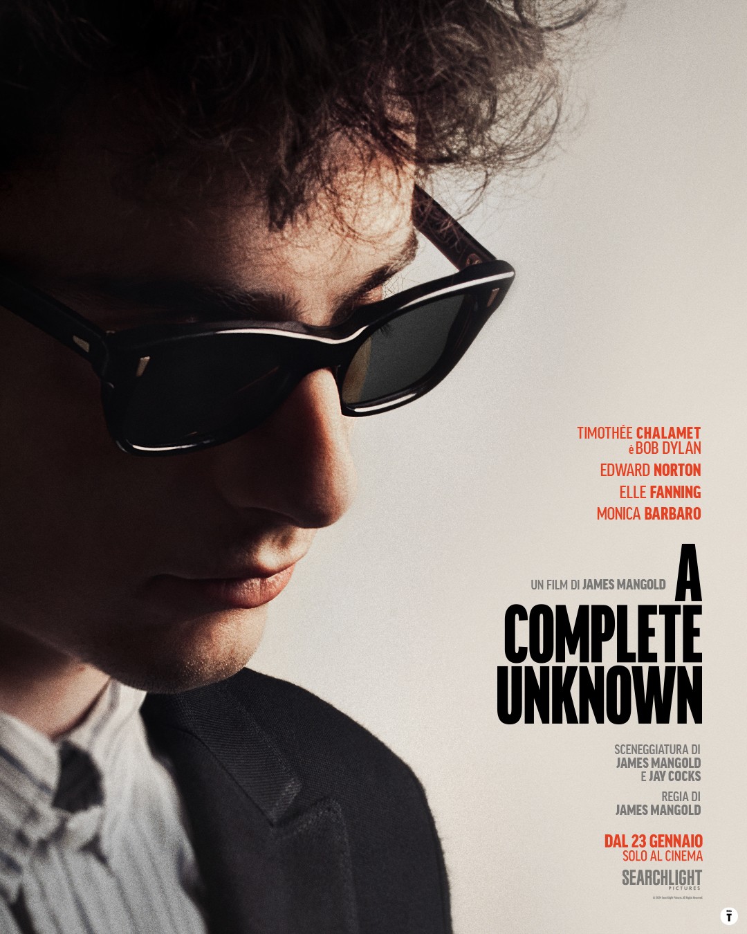 Locandina "A Complete Unknown" con Timothée Chalamet